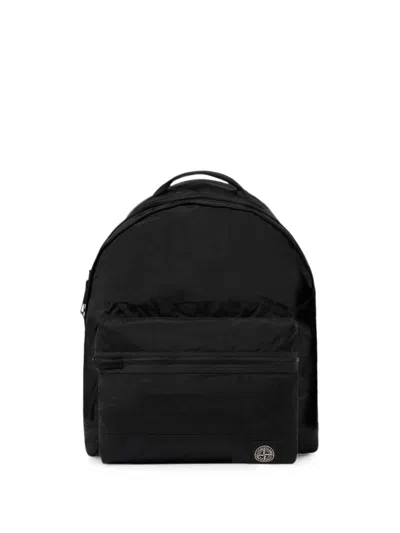 Stone Island Logo-patch Zip-around Backpack In Black