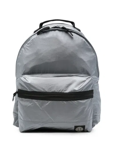 Stone Island Logo-patch Zip-around Backpack In Purple