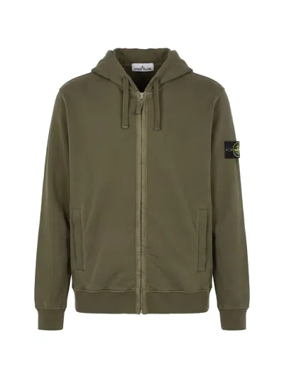 Stone Island Logo-patch Zip-up Hoodie In Multi