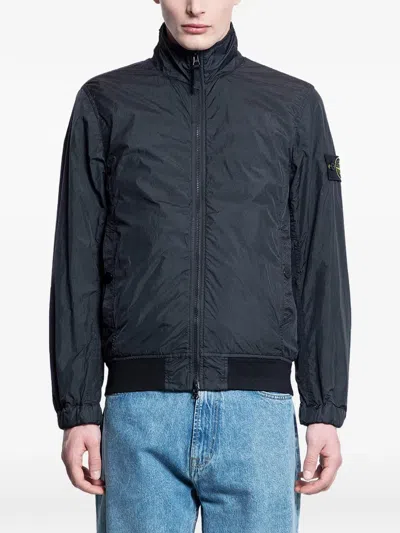 Stone Island Garment Dyed Crinkle Reps Ny Hooded Down Jacket With Duck Down Padding In Blue