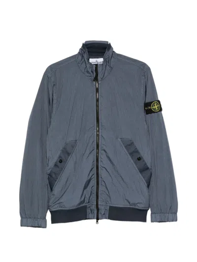 Stone Island Logo-patch Zip-up Jacket In Blue