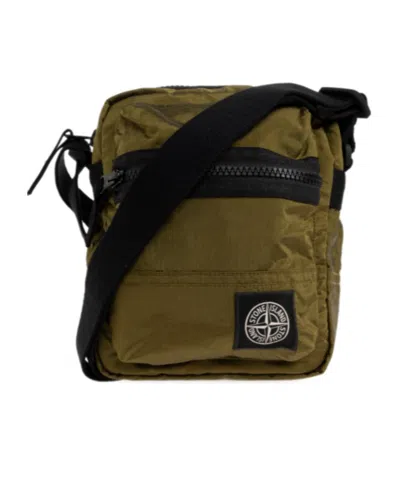 Stone Island Logo-patch Zip-up Messenger Bag In Green