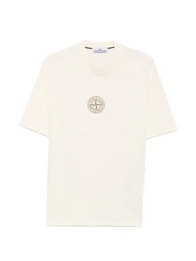 Stone Island Vertical Placement Lettering Print Cotton T Shirt In Multi