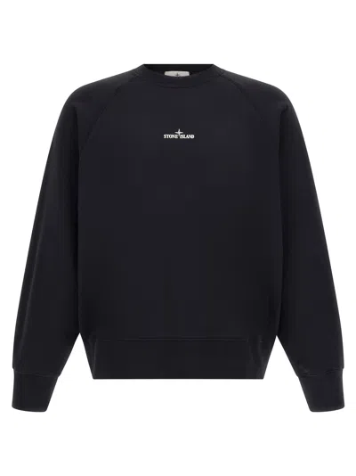 Stone Island Logo-print Crew-neck Sweatshirt In Black