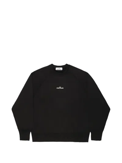 Stone Island Cotton Fleece Sweatshirt Desert Graphic Print In Black