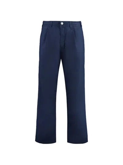 Stone Island Marina Pleated Cotton Canvas Pant In Blue