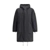 Stone Island Long Down Jacket In Black