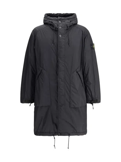 Stone Island Long Down Jacket In Multi