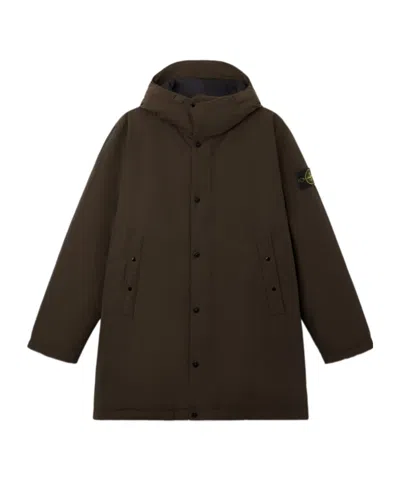 Stone Island Long Down Parka With Anti-drop In Brown