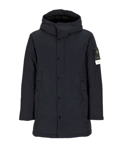 Stone Island Long Downparka With Anti-drop In Blue