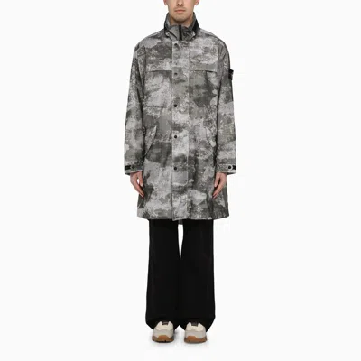 Stone Island Camouflage-print Mesh And Shell Parka In Grey