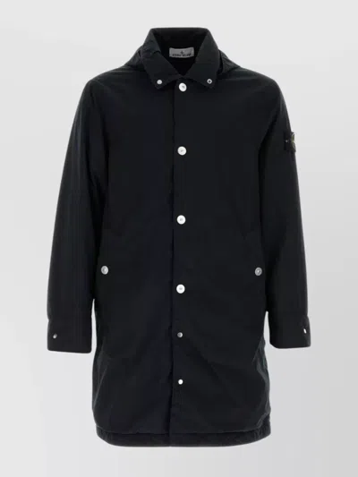 STONE ISLAND LONG HOODED JACKET SIDE POCKETS