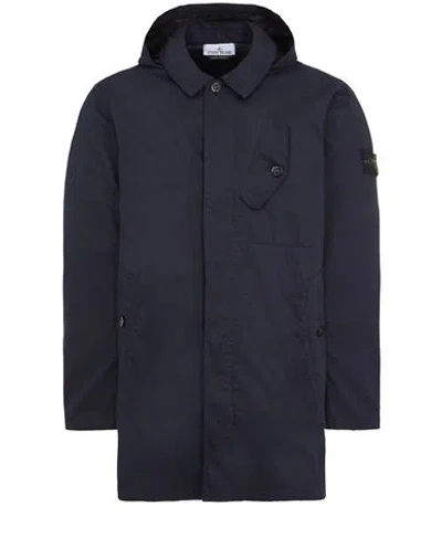 Stone Island Veste Longue Bleu Coton