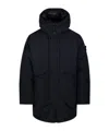 Stone Island Padded Parka Long Length Hood Side Pockets In Black