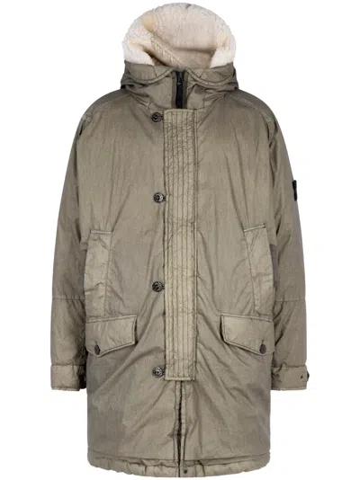 Stone Island Long Parka In Grey