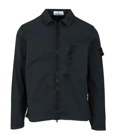 Stone Island Long Sleeve Casual Jacket In Blue