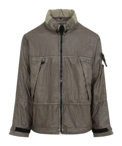 Stone Island Long Sleeve Casual Jacket In Military Green