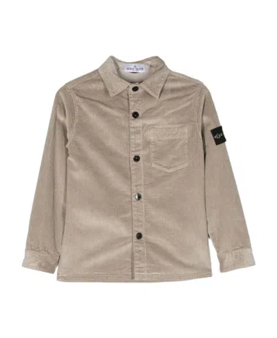 Stone Island Long-sleeve Corduroy Shirt In Gray