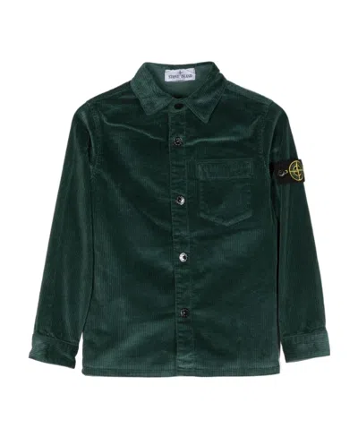Stone Island Long-sleeve Corduroy Shirt In Green