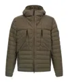 Stone Island Drawstring Hooded Quilted Side Zip Jacket In Brown