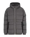 Stone Island Short Hooded Down Jacket In Gray