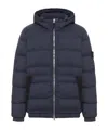 Stone Island Drop-proof Down Jacket With Hood In Blue