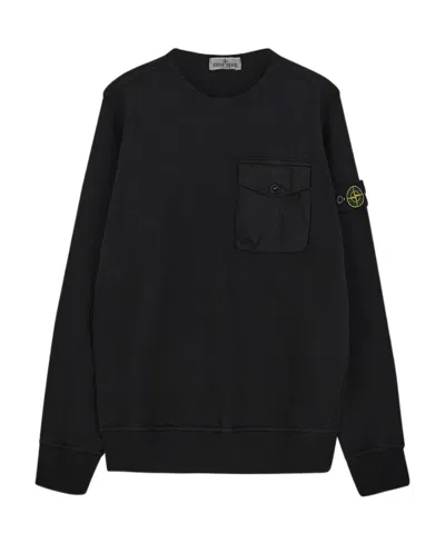 Stone Island Long-sleeve Cotton Sweatshirt In Black