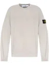Stone Island Ivory Crewneck Sweatshirt With Iconic Patch Detail In Gray