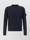 Stone Island Long Sleeve Crew Neck Knit Sweater In Blue