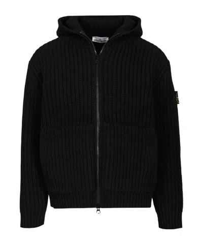 STONE ISLAND RIBBED-KNIT CARDIGAN