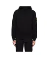 Stone Island Organic Cotton Fleece Hoodie In Black