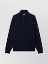 Stone Island Long Sleeve Knit Sweater With Removable Patch In Blue