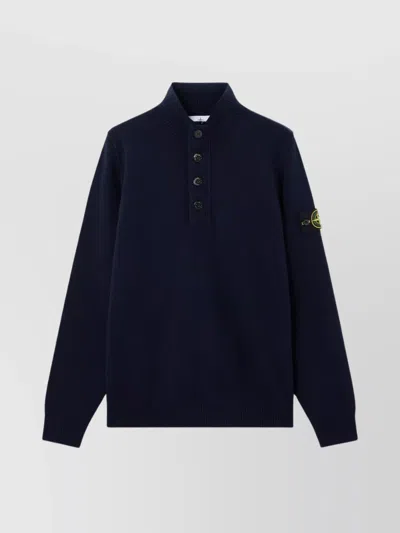 STONE ISLAND LONG SLEEVE KNIT SWEATER WITH REMOVABLE PATCH
