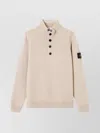 Stone Island Long Sleeve Knit Sweater With Removable Patch In Blue
