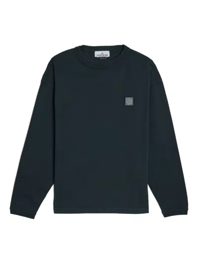 Stone Island Long-sleeve Logo-patch T-shirt In Blue