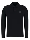Stone Island Navy 2200011 Long Sleeve Cotton Jersey Polo In Black
