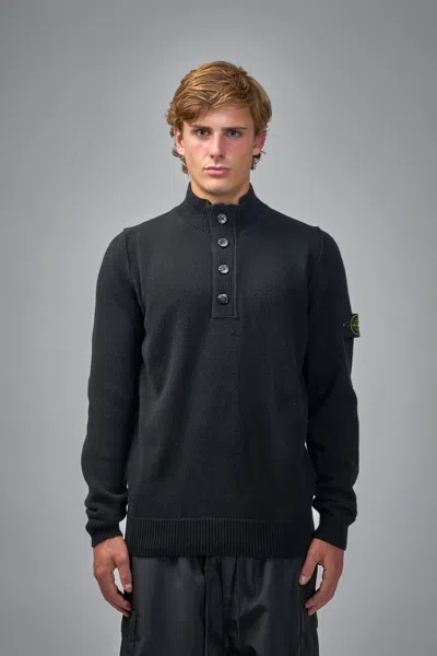 Stone Island Long Sleeve Polo In Black