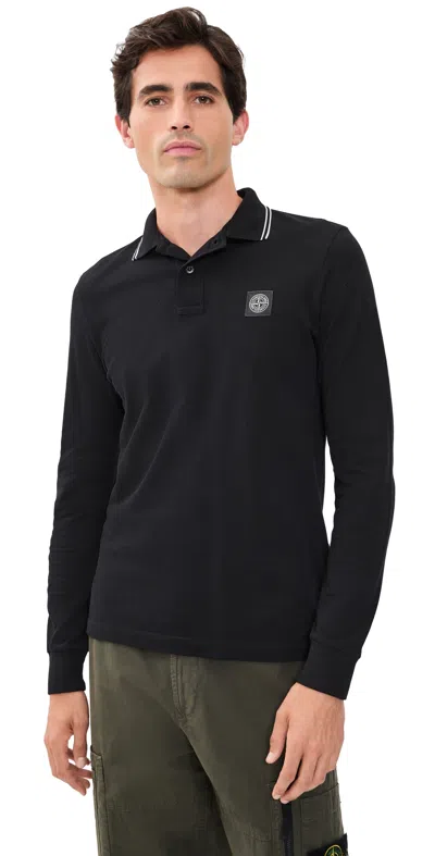 Stone Island Long Sleeve Polo Black