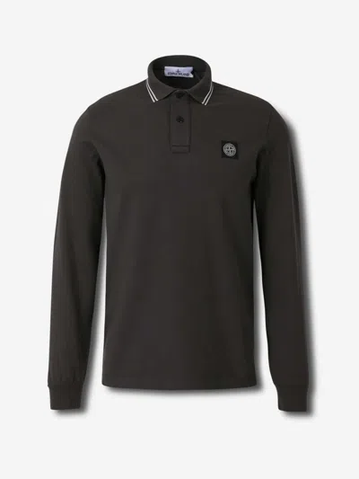 Stone Island Long Sleeve Polo In Brown