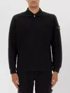 Stone Island Long Sleeve Polo Shirt With Ribbed Cuffs In Animal Print