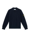 Stone Island Long-sleeve Polo Shirt With Ribbed Details In Blue