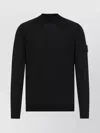 Stone Island Long Sleeve Ribbed Cuff Crew Neck Sweater In Black
