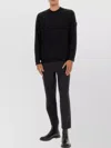 Stone Island Long Sleeve Ribbed Cuff Crew Neck Sweater In Black
