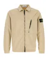 Stone Island Stretch Cotton Jacket With Collar And Pocket In Gold