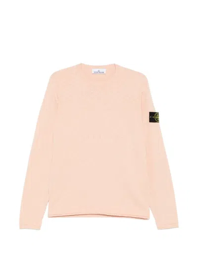 Stone Island Stocking Stitch Organic Cotton Nylon Crewneck In Pink
