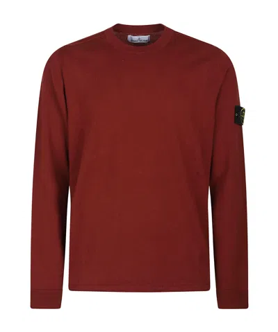 Stone Island Long Sleeve Sweater In Red