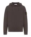 Stone Island Lead Grey Brushed Organic Cotton Hoodie In Brown