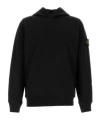 Stone Island Organic Cotton Fleece Hoodie In Black