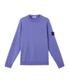 Stone Island Mens Lavender Logo-badge Crewneck Cotton-knit Jumper In Purple