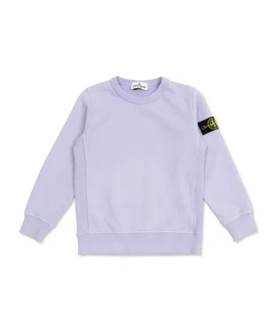 Stone Island Kids' Long Sleeve Sweatshirt In Purple